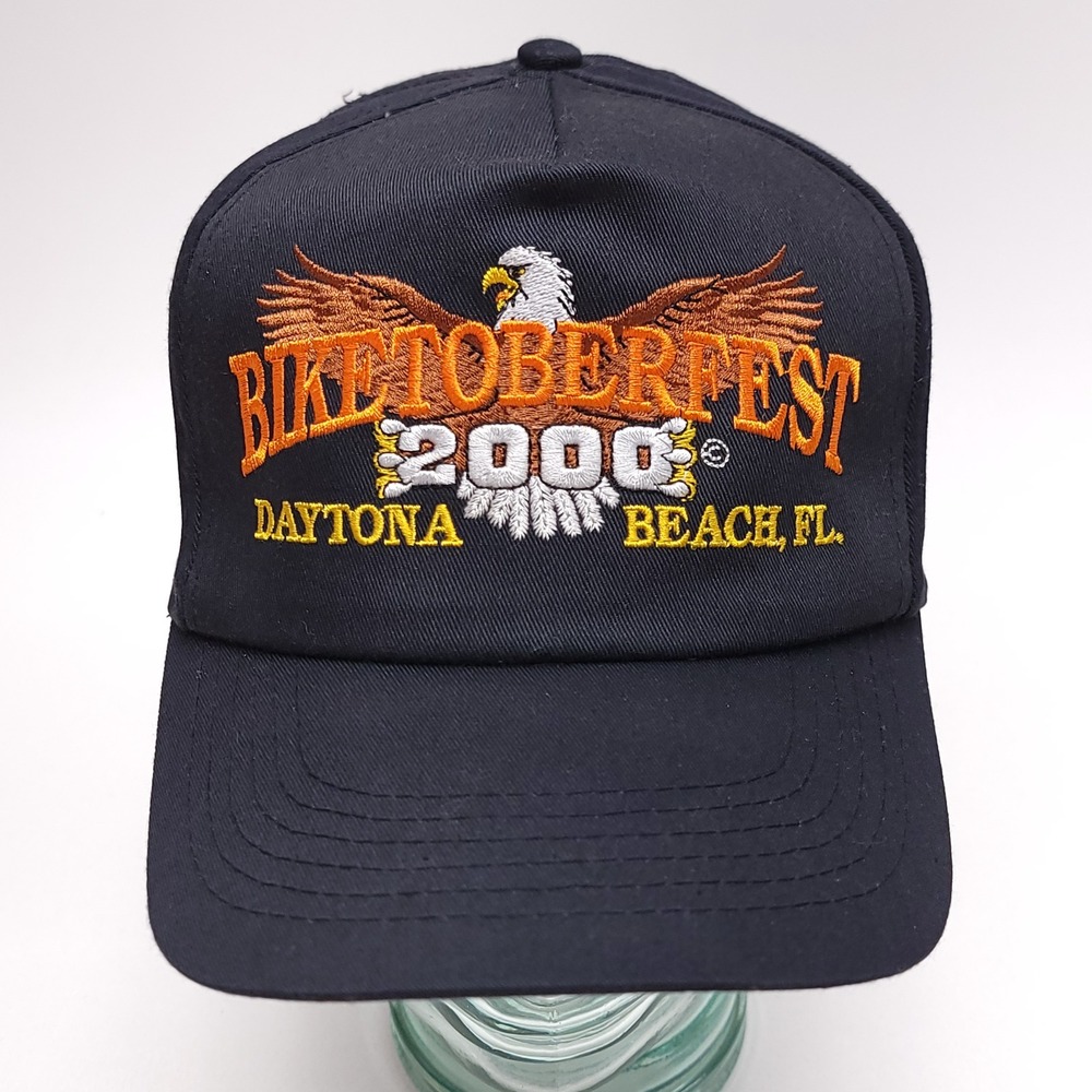 Vintage Biketoberfest 2000 Daytona Beach FL Snapback Hat Black Eagle